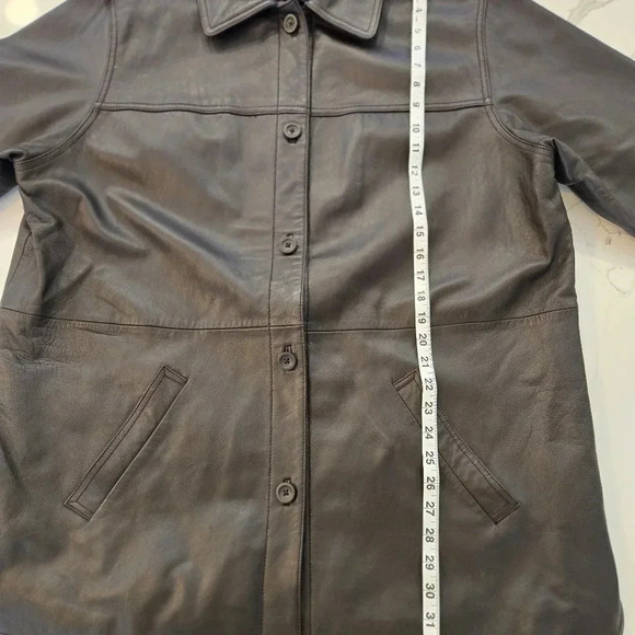 Vintage Centigrade Leather Button Down Shacket Shirt Jacket Brown Womens Size 1X - Picture 11 of 12